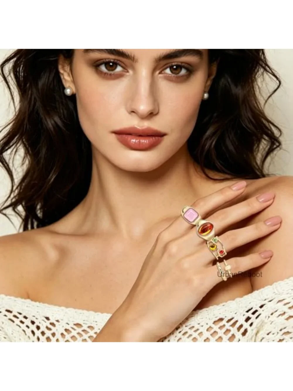9 Piece Chunky Stackable Ring Set Gold Plated Stacking Rings for Women